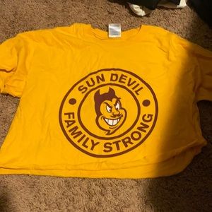 Yellow Arizona Sun Devils cropped shirt